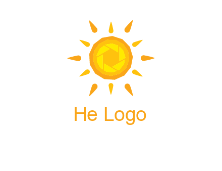 camera shutter inside abstract sun logo
