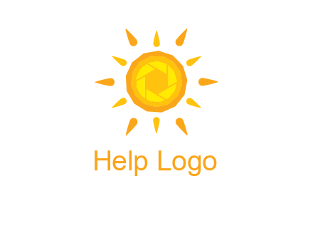 camera shutter inside abstract sun logo