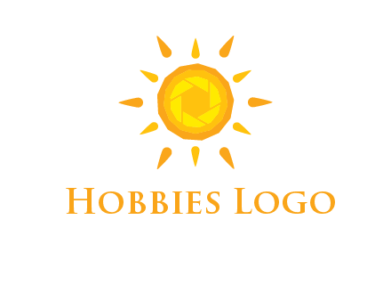 camera shutter inside abstract sun logo