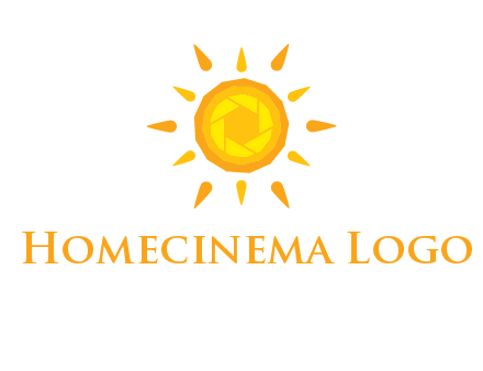 camera shutter inside abstract sun logo