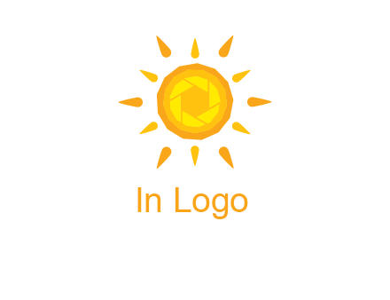 camera shutter inside abstract sun logo