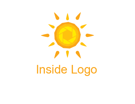 camera shutter inside abstract sun logo
