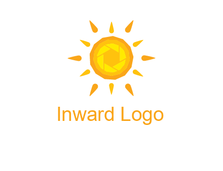 camera shutter inside abstract sun logo