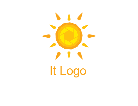 camera shutter inside abstract sun logo