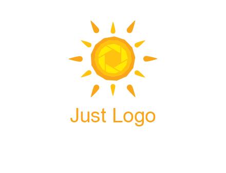 camera shutter inside abstract sun logo