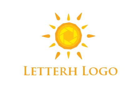 camera shutter inside abstract sun logo