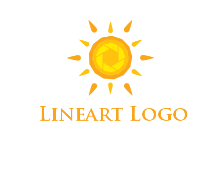 camera shutter inside abstract sun logo