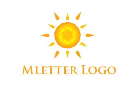 camera shutter inside abstract sun logo