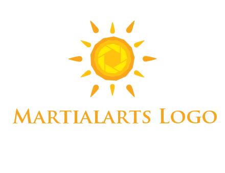 camera shutter inside abstract sun logo