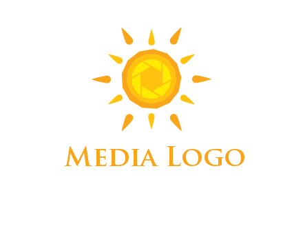 camera shutter inside abstract sun logo