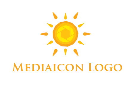 camera shutter inside abstract sun logo