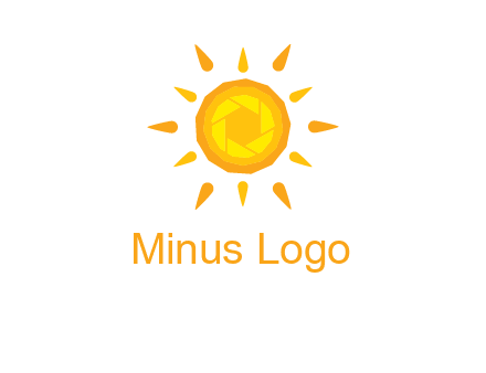 camera shutter inside abstract sun logo
