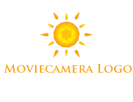 camera shutter inside abstract sun logo