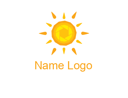 camera shutter inside abstract sun logo