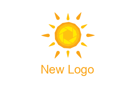 camera shutter inside abstract sun logo