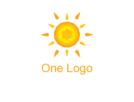 camera shutter inside abstract sun logo