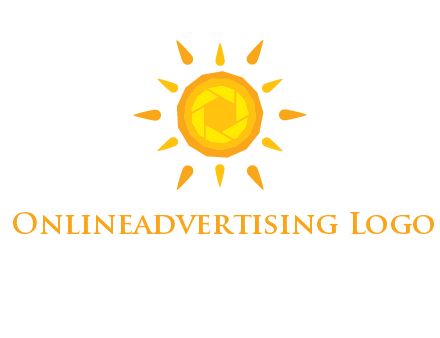 camera shutter inside abstract sun logo