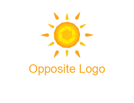 camera shutter inside abstract sun logo