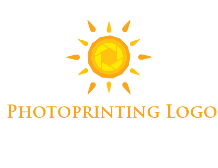 camera shutter inside abstract sun logo