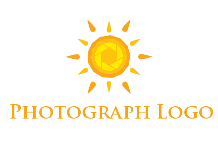 camera shutter inside abstract sun logo
