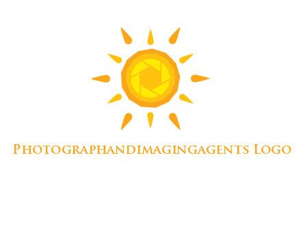 camera shutter inside abstract sun logo