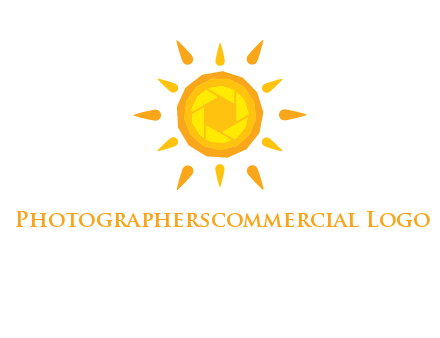 camera shutter inside abstract sun logo