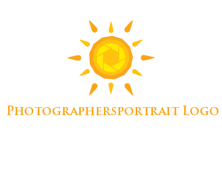 camera shutter inside abstract sun logo