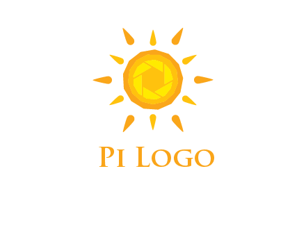 camera shutter inside abstract sun logo