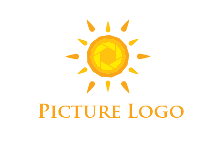camera shutter inside abstract sun logo