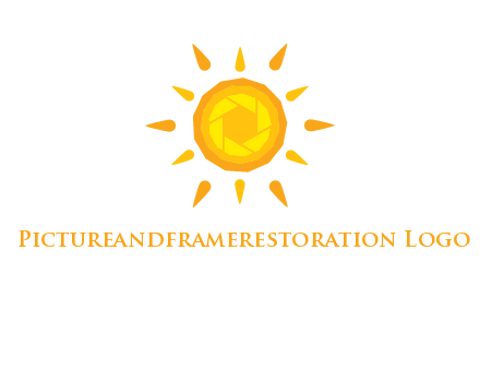camera shutter inside abstract sun logo
