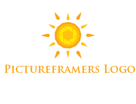 camera shutter inside abstract sun logo