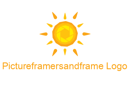 camera shutter inside abstract sun logo