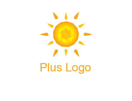 camera shutter inside abstract sun logo