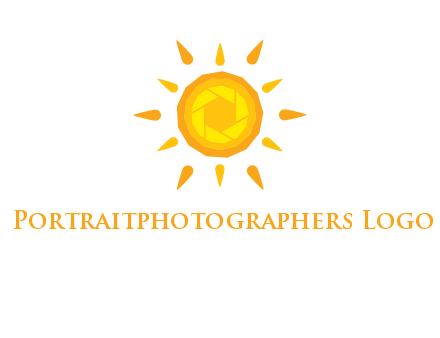 camera shutter inside abstract sun logo