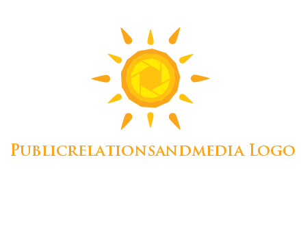 camera shutter inside abstract sun logo
