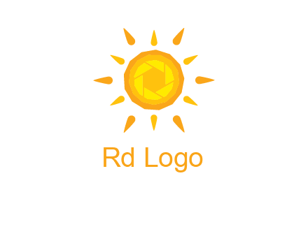 camera shutter inside abstract sun logo