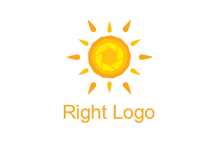 camera shutter inside abstract sun logo