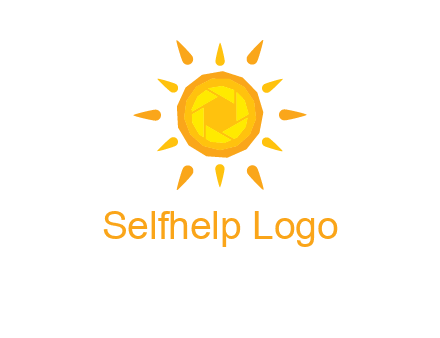 camera shutter inside abstract sun logo