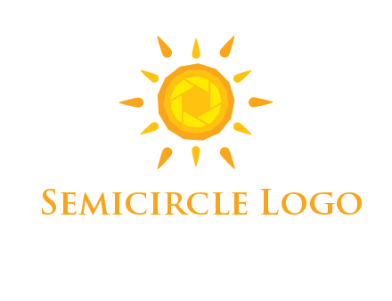 camera shutter inside abstract sun logo