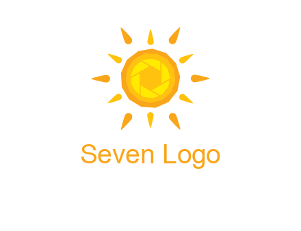 camera shutter inside abstract sun logo