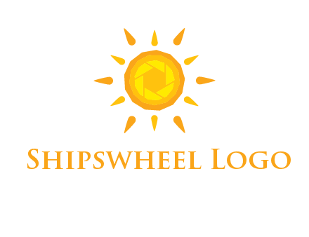 camera shutter inside abstract sun logo