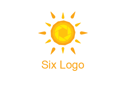 camera shutter inside abstract sun logo