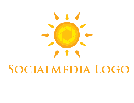 camera shutter inside abstract sun logo