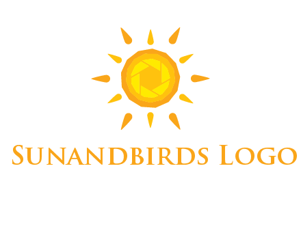 camera shutter inside abstract sun logo