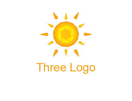 camera shutter inside abstract sun logo