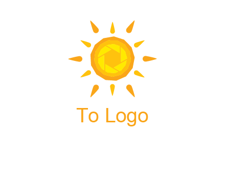 camera shutter inside abstract sun logo