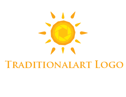 camera shutter inside abstract sun logo