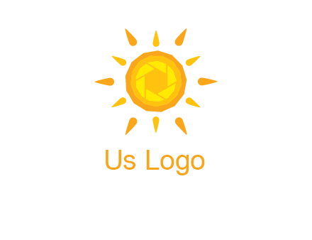 camera shutter inside abstract sun logo
