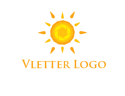 camera shutter inside abstract sun logo