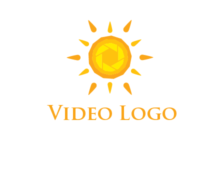camera shutter inside abstract sun logo